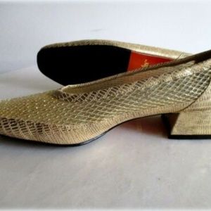 New 5.5M Amanda Pump Heel Gold Mesh Shiny Comfort
